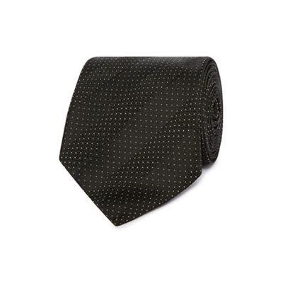 Black micro dot striped silk tie
